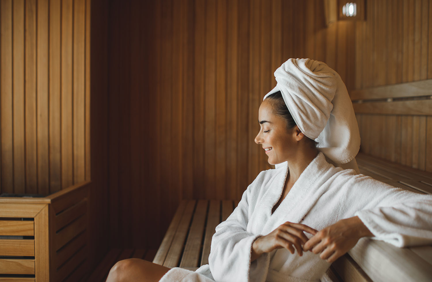woman in steam room